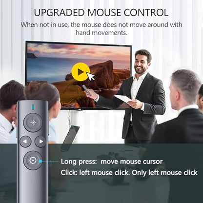 N95s Presentation Clicker for PowerPoint with Digital Laser Pointer | Magnifier/Highlight/Mouse Left Click, TV Screen&Projector Clicker, USB-C Rechargeable, 32GB Built-in Storage Receiver - color: Green - USB-A