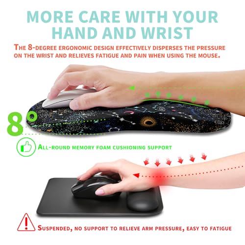 Ergonomic Mouse Pad Wrist Support with Memory Foam Massage Bulge, Carpal Tunnel Pain Relief Mousepad Wrist Rest for Mouse(12x8 inch, Galaxy) - color: Kg021-galaxy