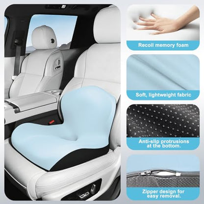 Seat Cushion, Office Chair Cushion, L-Shaped Ergonomic Car Seat Cushions, Memory Foam Chair Cushion, Lumbar Support Pillow for Wheelchair, Car, Home, Office, Desk, Blue - color: Blue