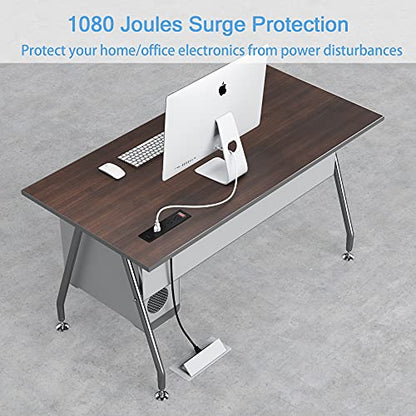 Conference Recessed Power Strip Waterproof,Furniture Recessed Power Strip with 4 Outlets,2 USB,Table Surge Protector,Flush Mount Water Resistant,6ft Cable with Flat Plug - color: Black, size: 4 Outlets