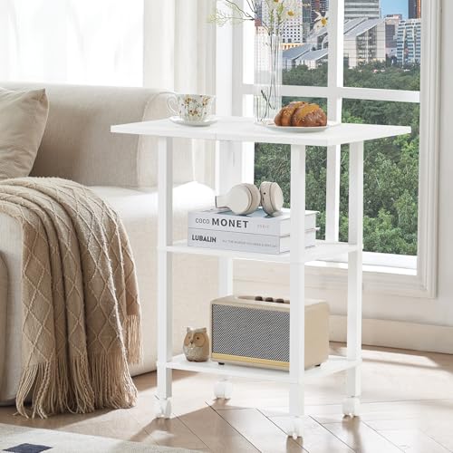 YUFAM 3 Tier Home Printer Stand with Storage, White - color: White, size: 15.75"D×23.65"W×25.7"H