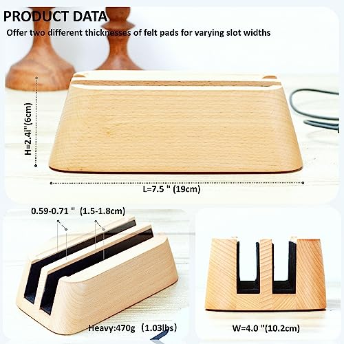 ACODE Wood Vertical Laptop Stand, Laptop Holder for Desk Compatible with MacBook Pro Air Surfaces,Laptops Storage Rack Slot Thickness 0.59" to 0.71"，Vertical Laptop Stand 2 Slots for max 2 Devices - color: 2 Fagus lishizhijia