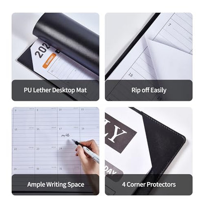Desk Calendar 2026-2027, 22 x 17, Jun. 2026-Dec. 2027, PU Desk Pad - color: Black