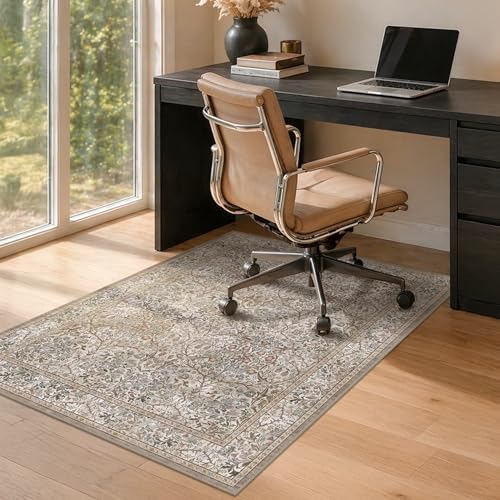 JTJ Moss Green Office Chair Mat for Hardwood Floors, 3' x 4' Low Pile Under Desk Rug, Non Slip Floor Protector for Rolling Computer Chairs, Washable Desk Mat for Home Office - color: Forest - Moss, size: 3' x 4'