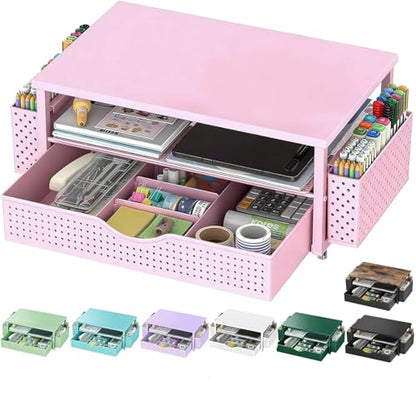 Spacrea Desk Organizers and Accessories, Printer Stand with Storage, Pink - color: Pink