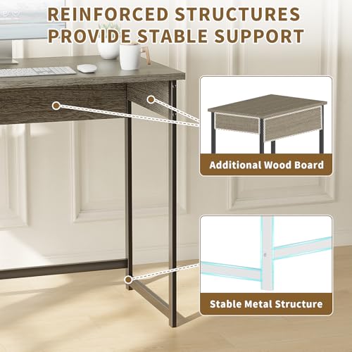 ALISENED Home Office Desks, 30 Inch Small Computer Desk, Home Office Desk, Compact Study Desks for Small Spaces, Easy to Assemble, Gray - color: Grey, size: W-30in