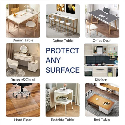 Kasepie PVC Clear Table Cover 12X24Inch, 1.5mm Thick Plastic Table Cover Rectangle,Clear Table Desk Mat for Kitchen, Dresser, Writing Desk，Dining Room Table - color: Clear 1.5mm Thick, size: 24" x 12" (Rectangular)