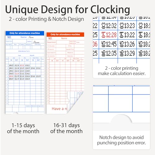 Time Clocks for Employees Small Business, Auto-Align Time Clock, 6 Punches per Day Time Machine | Clock in Machine for Employees with 50 Time Cards and 1 Ink Ribbon (Inside) - color: White With 50 Cards