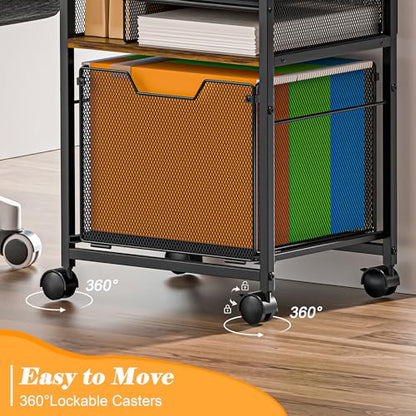 Feyejade 5-Tier Rolling File Cart Cabinet Under Desk Storage Organizer - size: 5-Tier