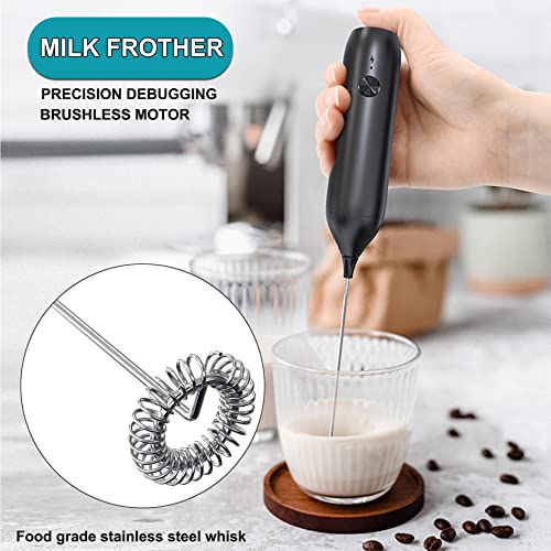 Rechargeable Handheld Milk Frother Wand with 3 Variable Speeds,3 Whisks