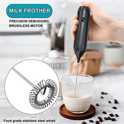 Rechargeable Handheld Milk Frother Wand with 3 Variable Speeds,3 Whisks