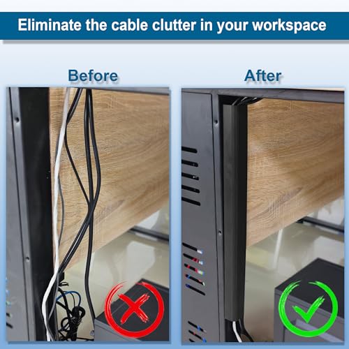 6 Pack J Channel Cable Management for Desk, Adhesive Wire Organizer - color: black