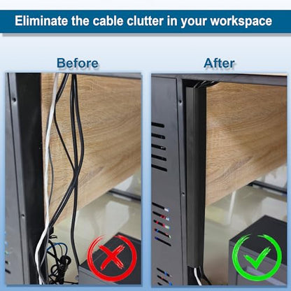 6 Pack J Channel Cable Management for Desk, Adhesive Wire Organizer - color: black