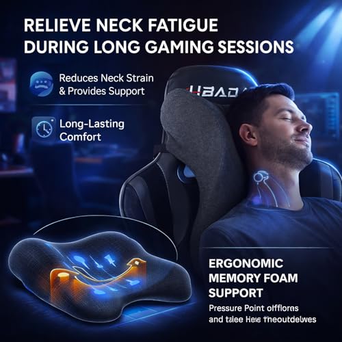 Car Neck Pillow for Driving Gaming Chair Headrest Pillow Office Chair Neck Pillow Ergonomic Design Double Straps Design Suitable for Different Heights - color: Dark Grey