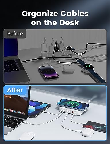 6-in-1 Desktop Charger - 100W USB with 15W Wireless, 2 USB A & 4 USB C Ports for iPhone, iPad, MacBook, Laptop, Samsung & Android Devices