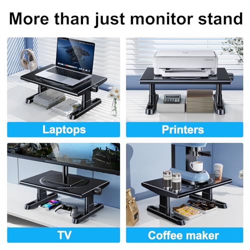 Monitor Stand Riser for Desk,360°Rotation Freely Height Adjustable by Knob,4.4-5.8 Inches,Ergonomic Monitor Stand Mount, Desktop Monitor Stand Riser for Computer,Laptop,Printer,Tv,Black