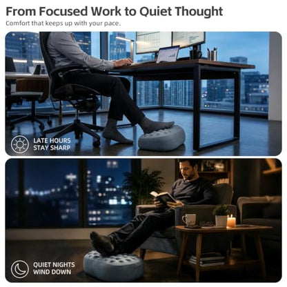 Foot Rest Under Desk, Memory Foam Ergonomic Footrest, Grey | Massage Pebble Surface, Office Foot Stool for Under Desk at Work, Gaming Foot Rest, Washable Cover, Non-Slip Base - color: Pebble Gray