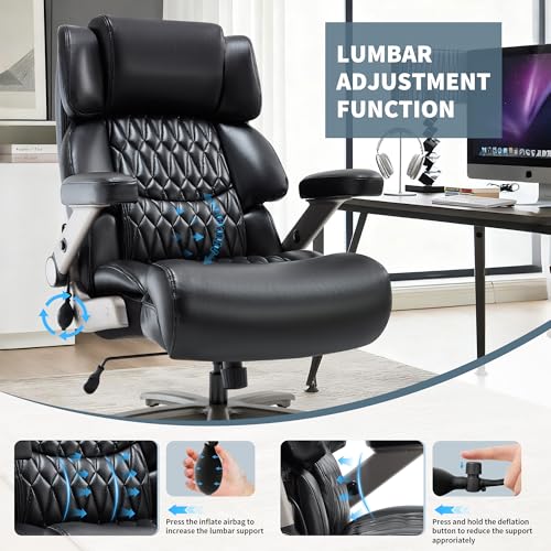 700lbs Big and Tall Office Chair, Large Heavy Duty Computer Desk Chair - color: Black