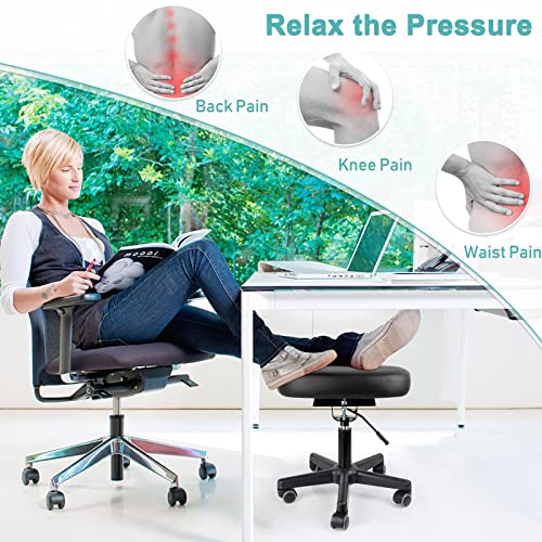 Lilithye Footrest Stool Under Desk Adjustable Height and Tilt Angle Footrest Ottoman Ergonomic Foot Stool with Wheels 360° Rolling for Home Office (New Black) - color: New Black