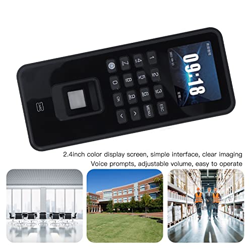 Fingerprint Time Clock, Fingerprint ID Card Password Time Attendance Machine, Office Time Card Machine Automatic Punch, 2.4in Screen Voice Prompt