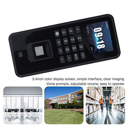 Fingerprint Time Clock, Fingerprint ID Card Password Time Attendance Machine, Office Time Card Machine Automatic Punch, 2.4in Screen Voice Prompt