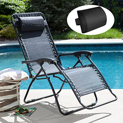 Zero Gravity Chair Set of 2 Replacement Pillow Headrest with Elastic Band, Universal Soft Removable Padded Cushion Head Pillow for Zero Gravity Lounge Folding Patio Lawn Recliner Chairs, Black - color: Black, size: 2 Pack