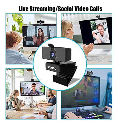 NexiGo N660 1080P Business Webcam, Dual Microphone & Privacy Cover, USB FHD Web Computer Camera, Plug and Play, for Zoom/Skype/Teams/Webex, Laptop MAC PC Desktop - color: Black