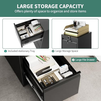 4 Drawer File Cabinet with Lock, Vertical Filing Storage Cabinet, Metal Filing Cabinets, Steel Lockable Storage Cabinets for Home Office, Legal/Letter Size File - size: 4 Drawer