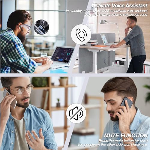 Bluetooth Headset,Wireless Bluetooth Earpiece with 400mAh Charging Case