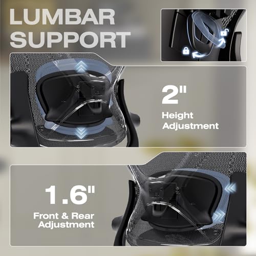 ELABEST X100 Ergonomic Mesh Office Chair with Footrest, Big and Tall Home Desk Chair with 5D Flip-Up Arms, Adjustable 3D Lumbar Support, Gaming & Executive Computer Chair (Midnight Cloud-No Footrest) - color: Midnight Cloud-no Footrest