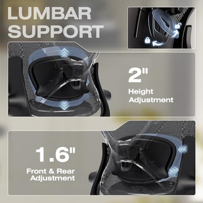 ELABEST X100 Ergonomic Mesh Office Chair with Footrest, Big and Tall Home Desk Chair with 5D Flip-Up Arms, Adjustable 3D Lumbar Support, Gaming & Executive Computer Chair (Midnight Cloud-No Footrest) - color: Midnight Cloud-no Footrest