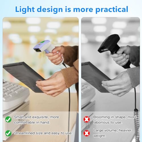 2D Barcode Scanner USB Wired Virtual COM Handheld Automatic QR Data Matrix PDF417 Maxi IMB bar Codes Imager Global Shutter Computer Screen Scan for Windows Mac and Linux PC POS - color: 2D QR Blue white