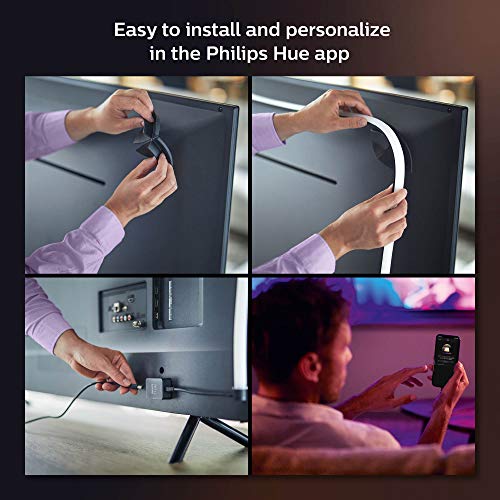 Philips Hue Play Gradient 65" Smart TV Light Strip, Flowing Color-Changing LED Strip Lights, Multicolor TV Backlight Sync with Music and Gaming, Requires Bridge & Sync Box, Control with App and Voice - size: 65-Inch
