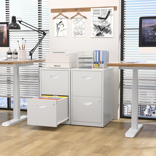 2 Drawer File Cabinet with Lock, Metal Filing Cabinet for Office | Small File Cabinets for Home Office, Under Desk Vertical File Cabinet Fit Hanging Files, Letter & A4 Documents - color: White, style: 2 Drawers-Light Duty