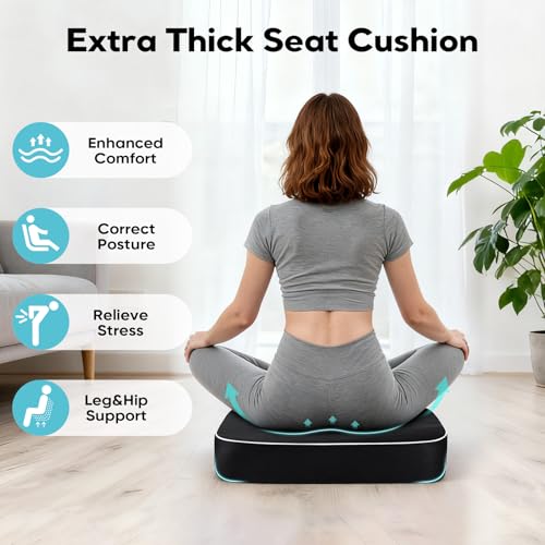 Thick Chair Cushions, Office Booster Seat Cushion to Tailbone Pain Relief - color: Black, size: 18"x16"x6"