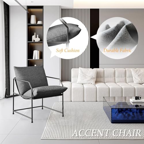 Accent Chair Living Room Chairs Accent Chairs Set of 2 Comfy Reading Chair for Bedroom Upholstered Lounge Chair Mid Century Modern Arm Chair Side Sofa Chair Armchair Waiting Room Chairs(Charcoal, 2) - color: Charcoal