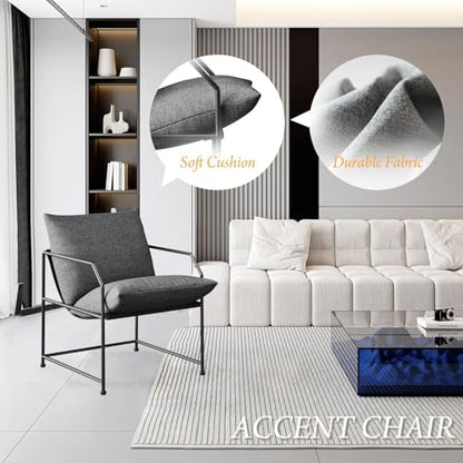 Accent Chair Living Room Chairs Accent Chairs Set of 2 Comfy Reading Chair for Bedroom Upholstered Lounge Chair Mid Century Modern Arm Chair Side Sofa Chair Armchair Waiting Room Chairs(Charcoal, 2) - color: Charcoal