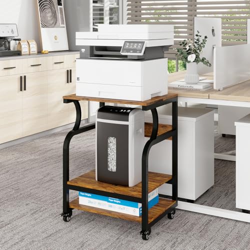 Natwind 3 Tier Large Printer Stand, 24"x20", with Charging Station,Retro - color: Retro