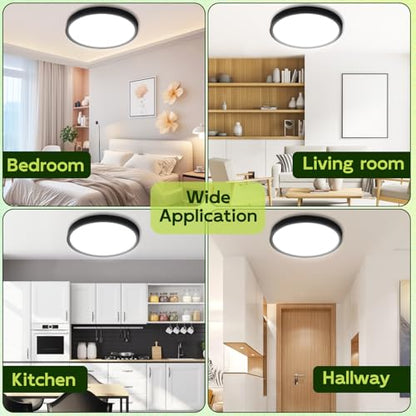 hykolity 9 Inch Selectable CCT LED Round Flat Panel Light,1800LM,2 Pack | 18W 3000K/4000K/5000K, Edge-Lit Flush Mount Ceiling Light Fixture for Kitchen, Bedroom, Laundry and Closet Room,Black - color: Black, size: 9 inch