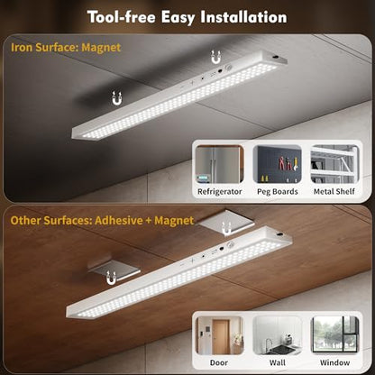 12" Under Cabinet Lights Wireless Rechargeable, Motion Sensor, 3Pack, White - color: White, size: 3Pack