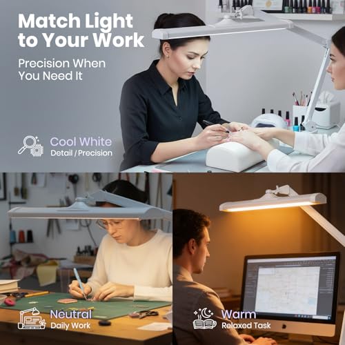 Neatfi 3,500 Lumens LED Desk Lamp, Dimmable, 26-Inch Shade, CCT (White-2) - color: White-2, size: 26-Inch Wide Shade