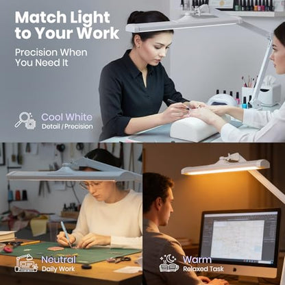 Neatfi 3,500 Lumens LED Desk Lamp, Dimmable, 26-Inch Shade, CCT (White-2) - color: White-2, size: 26-Inch Wide Shade
