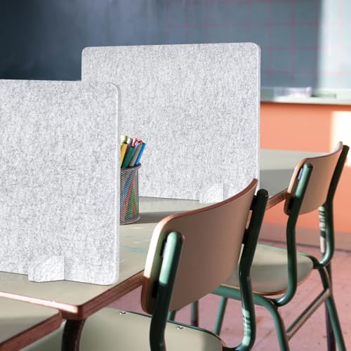 2 Pack Acoustic Desk Dividers, 24" x 20" (Silver Gray) | Freestanding Privacy Panels Set with Noise - Reducing Design Cubicle Sound Proof, Ideal for Office, Classroom, and Home - color: Light Gray, size: 2 Pack