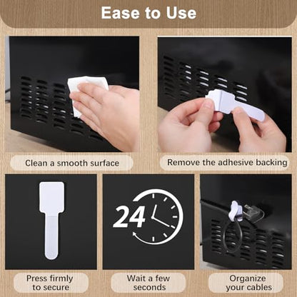 100 Pcs Cable Management Under Desk, Hook and Loop Cable Straps, White - color: White