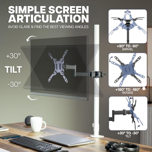 VIVO Black Pole Mount Monitor Arm - color: Black, size: 23 to 43" screens