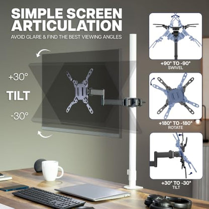 VIVO Black Pole Mount Monitor Arm - color: Black, size: 23 to 43" screens