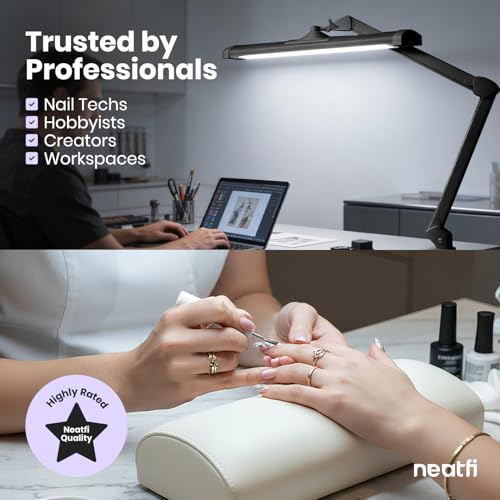 Neatfi 3,500 Lumens LED Desk Lamp, Dimmable, 26-Inch Shade, CCT (Black) - color: Black-2, size: 26-Inch Wide Shade