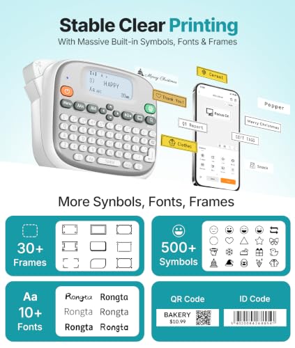Rongta TM95 Label Maker Machine, QWERTY Keyboard, 12mm Portable Labeler