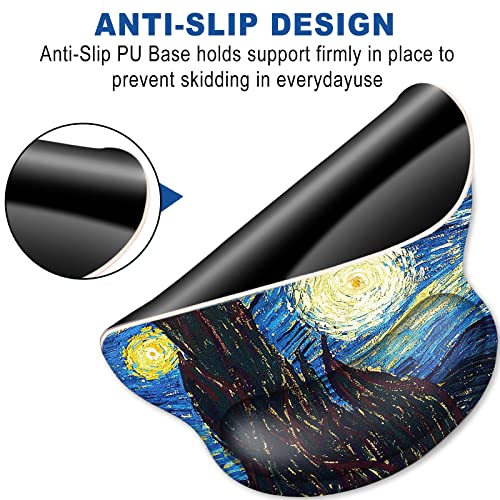 ToLuLu Mouse Pad Wrist Rest Support Gel, Ergonomic Mouse Pads with Non Slip PU Base, Mouse Wrist Rest Pad for Laptop Computer Home Office Working Gaming Pain Relief, Van Gogh Starry Night - color: Beautiful Night