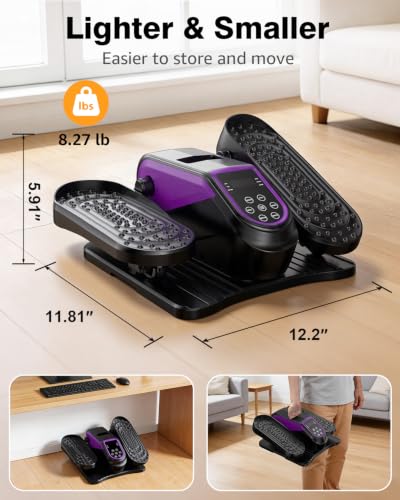 Under Desk Elliptical Mini Electric Leg Exerciser While Sitting for Seniors - color: Purple